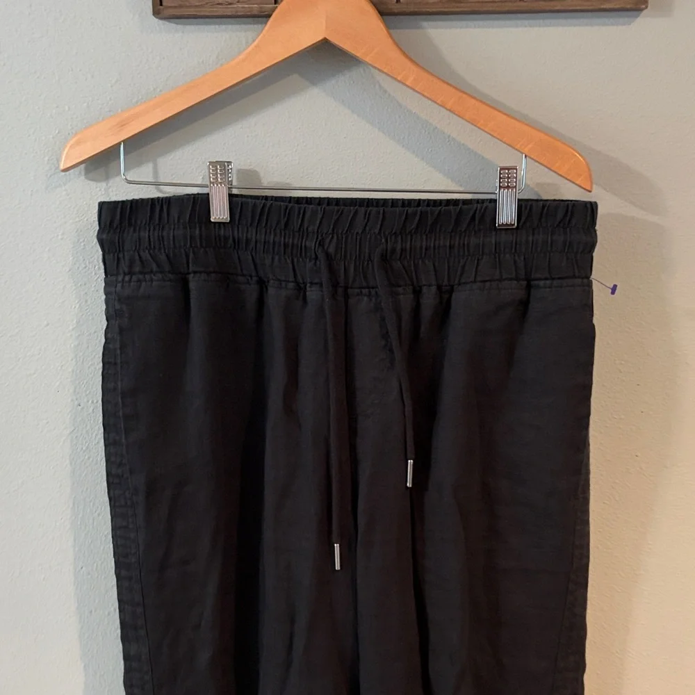 Quince Black Wide-Leg 100 % Linen Pants size L